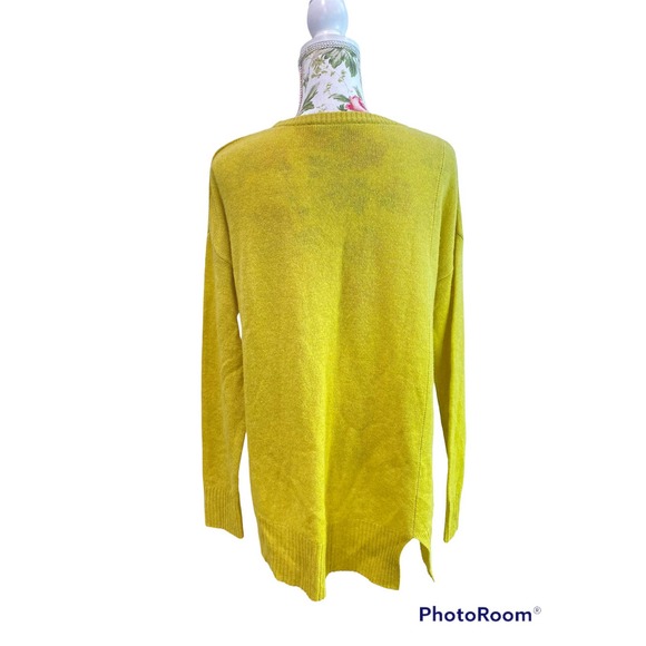 Cashmere Lime Green White and Warren Asymmetric Sweater Large - Picture 6 of 9